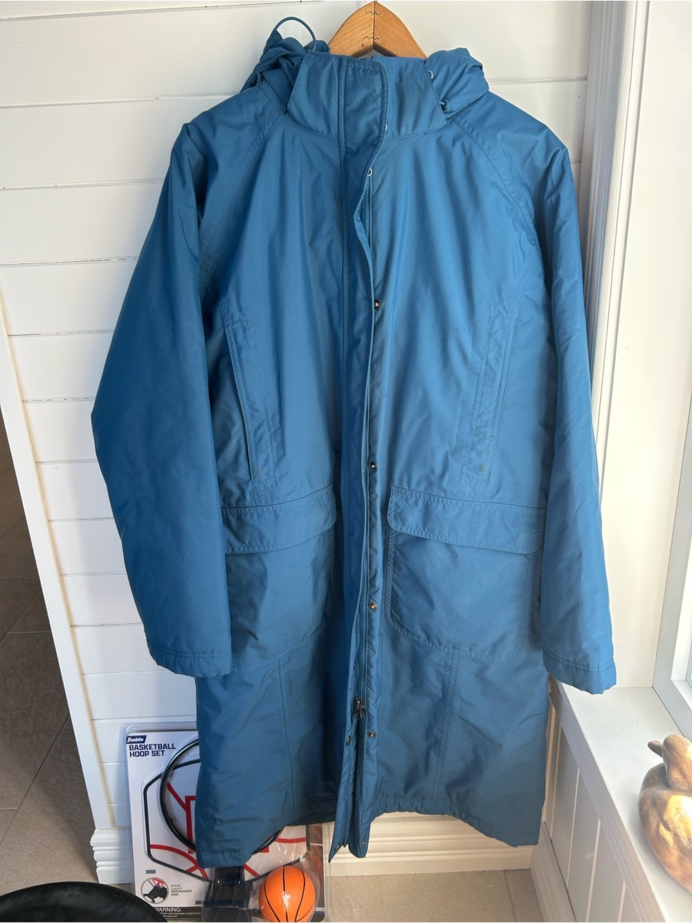 L.L.Bean Women’s Large Petite Blue Insulated Hooded Long Coat Parka
